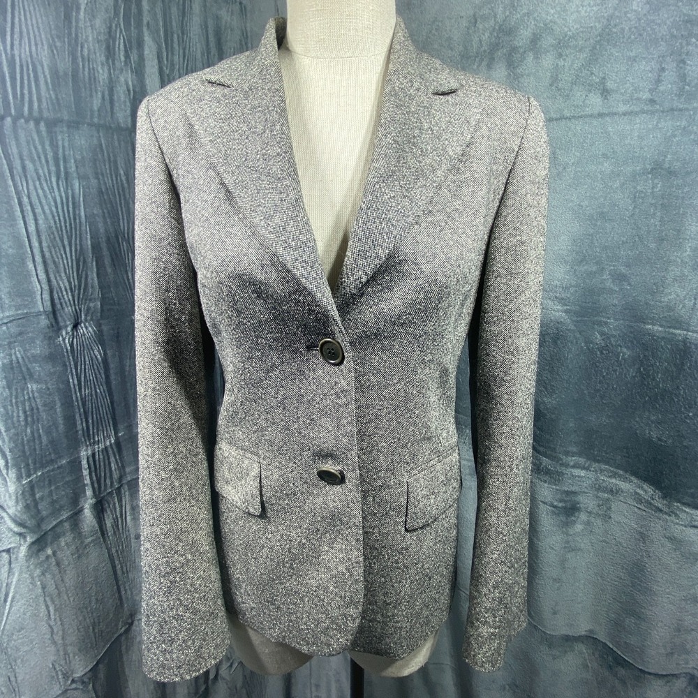 Sisley‎ Blazer Jacket Womens 40 Brown Wool Blend Tweed Button Pockets Chic Italy
